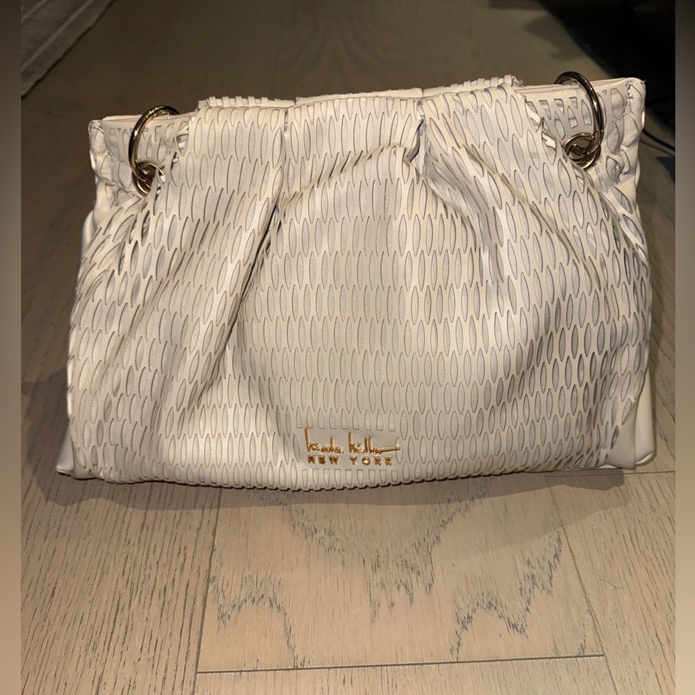 NWT Nicole Miller Soft Beige Textured Handbag